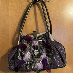 Unique Purple Feather Vintage Purse